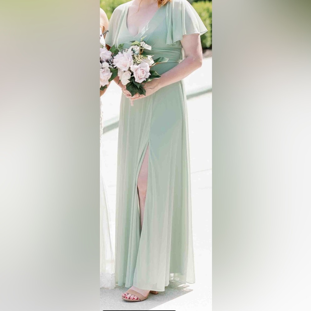 Azazie Dusty Sage Bridesmaid Dress Size 6